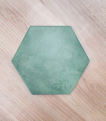 Top Ceramics Green Hexagon Porcelain Floor Wall Tile (L)21.5cm x (W)25cm Each box 0.40sqm