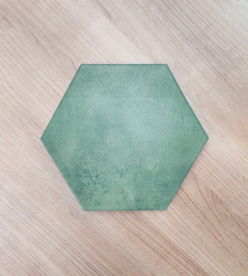 Top Ceramics Green Hexagon Porcelain Floor Wall Tile (L)21.5cm x (W)25cm Each box 0.40sqm