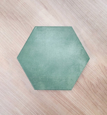 Top Ceramics Green Hexagon Porcelain Floor Wall Tile (L)21.5cm x (W)25cm Each box 0.40sqm
