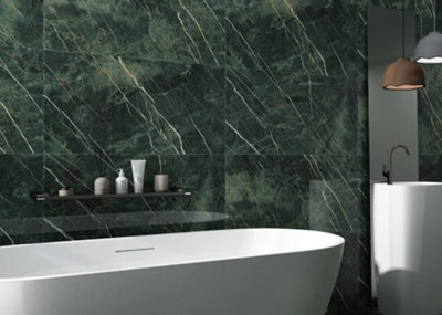 Top Ceramics Green Marble Effect Tiles High Gloss Floor & Wall ...
