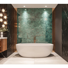 Top Ceramics Green Marble Effect Tiles High Gloss Floor & Wall Porcelain Tile (L)120cm x (W)60cm Each box 1.44sqm