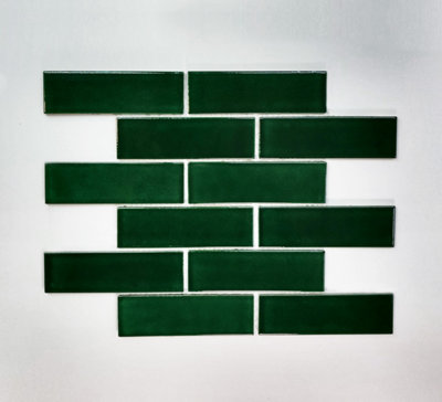 Top Ceramics Green Metro Brick Mosaic Tile High Gloss - SAMPLE