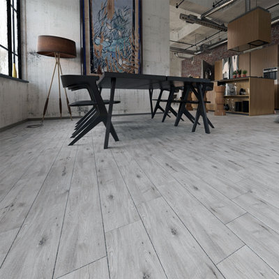 Top Ceramics Grey Porcelain Wood Effect Matt Floor & Wall Tile (L)60cm x (W)15cm Each box 0.90sqm