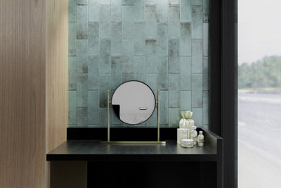Top Ceramics Light Green Gloss Metro Ceramic Wall Tile Flat Bumpy (L)300mm x (W)100mm Each box 0.96sqm