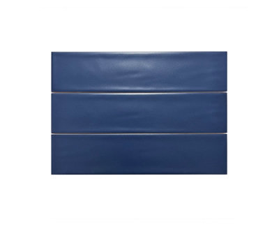 Top Ceramics Navy Blue Matt Flat Bumpy Metro Ceramic Wall Tile (L)305mm x (W)75mm Each box 1sqm