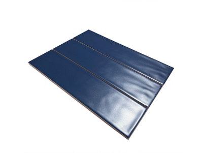 Top Ceramics Navy Blue Matt Flat Bumpy Metro Ceramic Wall Tile (L)305mm x (W)75mm Each box 1sqm