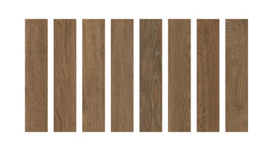 Top Ceramics Oak Porcelain Wood Effect Matt Floor & Wall Tile (L)49.2cm x (W)9.9cm Each box 0.75sqm