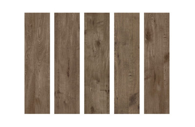 Top Ceramics Oak Porcelain Wood Effect Matt Floor & Wall Tile (L)60cm x (W)15cm Each box 0.90sqm
