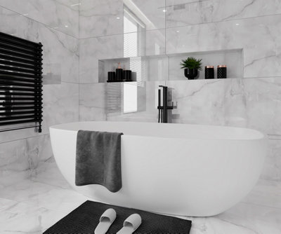 Top Ceramics Onyx Grey High Gloss Floor & Wall Porcelain Tile (L)120cm x (W)60cm Each box 1.44sqm