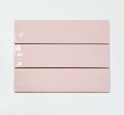 Top Ceramics Pink Gloss Flat Bumpy Metro Ceramic Wall Tile (L)305mm x (W)75mm Each box 1sqm