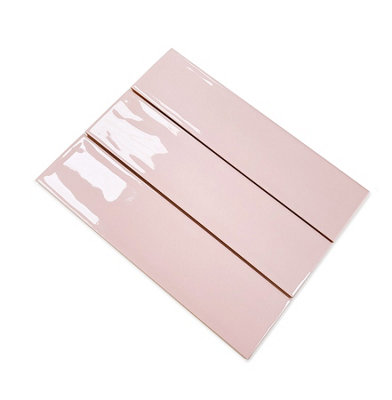 Top Ceramics Pink Gloss Flat Bumpy Metro Ceramic Wall Tile (L)305mm x (W)75mm Each box 1sqm - 3