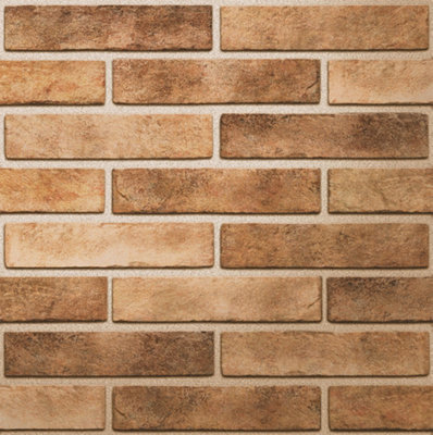 Top Ceramics Red Brick Effect Tiles Wall Porcelain Tile (L)250mm x (W)60mm Each box 0.48sqm