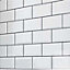 Top Ceramics White Bevelled Satin Metro Ceramic Wall Tile (L)200mm x (W)100mm Each box 0.88sqm
