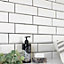 Top Ceramics White Bevelled Satin Metro Ceramic Wall Tile (L)300mm x (W)100mm Each box 0.84sqm