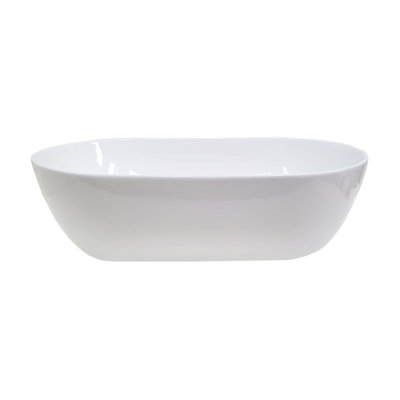 Top Ceramics White Curved Oval Counter Top Basin in High Gloss 500 x 300 x 140mm - 3