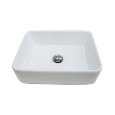 Top Ceramics White Curved Rectangular Counter Top Basin in High Gloss 485 x 380 x 130mm