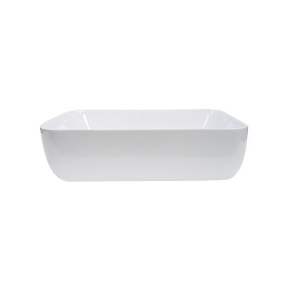 Top Ceramics White Curved Rectangular Counter Top Basin in High Gloss 510 x 400 x 130mm - 3
