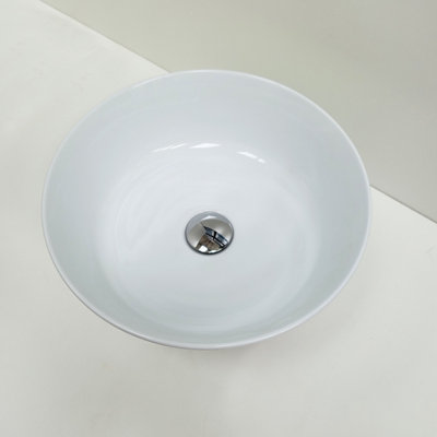 Top Ceramics White Curved Round Counter Top Basin in High Gloss 400 x 400 x 135mm