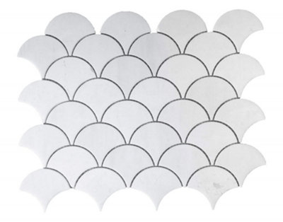 Top Ceramics White Fish Scale Mosaic Tile Satin - SAMPLE