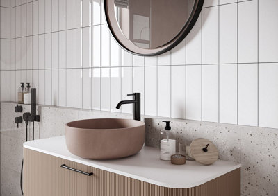 Top Ceramics White Flat Gloss Metro Ceramic Wall Tile (L)300mm x (W)100mm Each box 1sqm