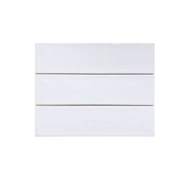 Top Ceramics White Gloss Flat Bumpy Metro Ceramic Wall Tile (L)300mm x (W)75mm Each box 1sqm