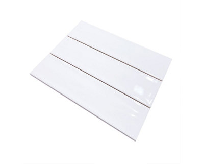Top Ceramics White Gloss Flat Bumpy Metro Ceramic Wall Tile (L)300mm x (W)75mm Each box 1sqm