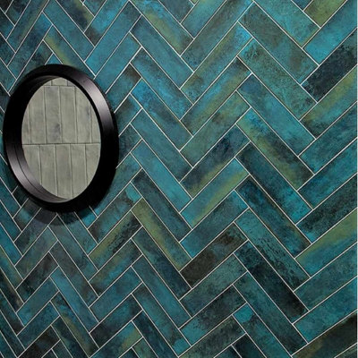 Top Ceramics White Grey pattern Gloss Metro Ceramic Wall Tile Flat Bumpy (L)250mm x (W)65mm Each box 0.82sqm - 3