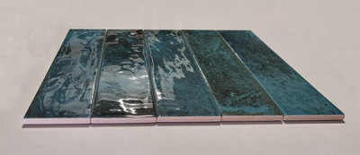 Top Ceramics White Grey pattern Gloss Metro Ceramic Wall Tile Flat Bumpy (L)250mm x (W)65mm Each box 0.82sqm - 4