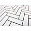 Top Ceramics White Herringbone Mosaic Tile Satin (L)280 x (W)310mm