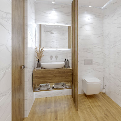 Top Ceramics White Marble Effect Tiles Ceramic Satin Wall - SAMPLE