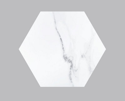 Top Ceramics White Marble Matt Hexagon Floor Wall Tile (L)22.5cm x (W)22.9cm Each box 0.87sqm