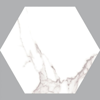 Top Ceramics White Marble Matt Hexagon Floor Wall Tile (L)22.5cm x (W)22.9cm Each box 0.87sqm
