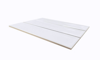 Top Ceramics White Matt Flat Bumpy Metro Ceramic Wall Tile (L)305mm x (W)75mm Each box 1sqm