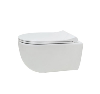Top Ceramics White Round Wall Hung Rimless Combined Bidet Toilet with Soft Close Seat and 1.12m Cistern Frame - 4