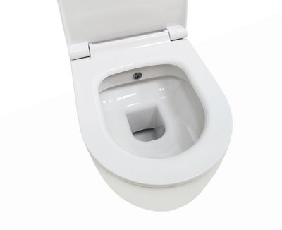 Top Ceramics White Round Wall Hung Rimless Combined Bidet Toilet with Soft Close Seat and 1.12m Cistern Frame - 5
