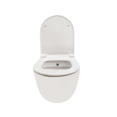 Top Ceramics White Round Wall Hung Rimless Combined Bidet Toilet with Soft Close Seat and 1.12m Cistern Frame - 6