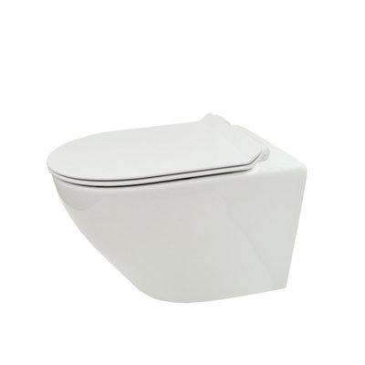 Top Ceramics White Round Wall Hung Rimless Toilet with Soft Close Seat and 1.12m Cistern Frame - 3