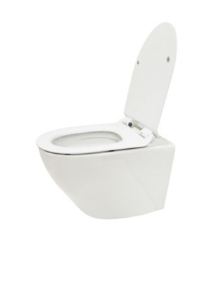 Top Ceramics White Round Wall Hung Rimless Toilet with Soft Close Seat and 1.12m Cistern Frame - 4