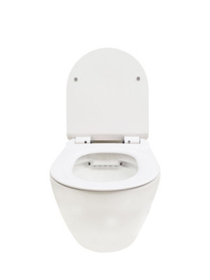 Top Ceramics White Round Wall Hung Rimless Toilet with Soft Close Seat and 1.12m Cistern Frame - 5