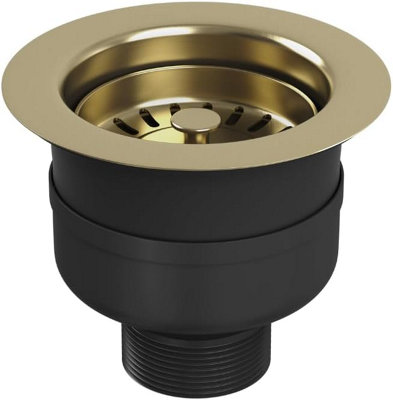 Top Fix Kitchen Sink Strainer, 90mm Stainless Steel Kitchen Sink Basket Strainer Brushed Brass