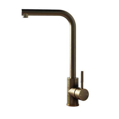 Top Fix VITO L Neck Kitchen Mixer Tap Antique Brass Easy Top Fix ...
