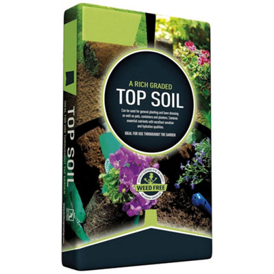 Top Soil Bag 25 Litres With Essential Nutrients Ideal For Planting, Lawn Dressing, Pots, Containers & Planters