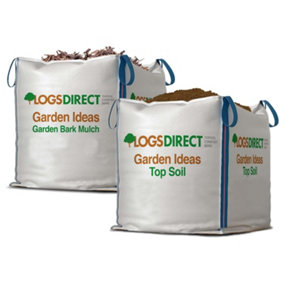 Top Soil & Bark Mulch 2 x Dumpy Bags Combo