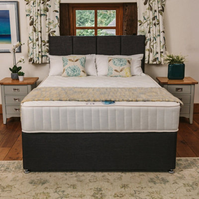 Topaz Back Care Orthopaedic Sprung Divan Bed Set 4FT Small Double 4 Drawers  - Naples Slate