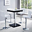 Topaz High Gloss Bar Table In Black With White Glass Top