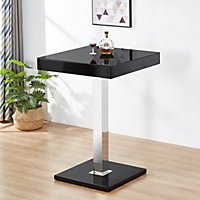 Topaz High Gloss Bar Table Square Glass Top In Black