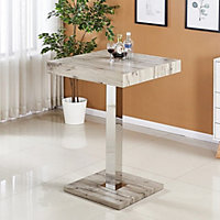 Topaz Square Wooden Bar Table In Grey Oak Effect