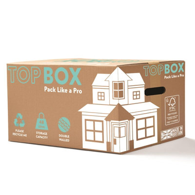 Topbox Large 48 Litre Double Walled Moving and Storage Boxes, 6 Boxes