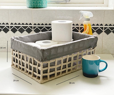Topfurnishing Cotton Rope Storage Basket Large 38 x 29 x 16 cm Beige