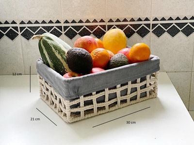 Topfurnishing Cotton Rope Storage Basket Small 30 x 21 x 12 cm Beige